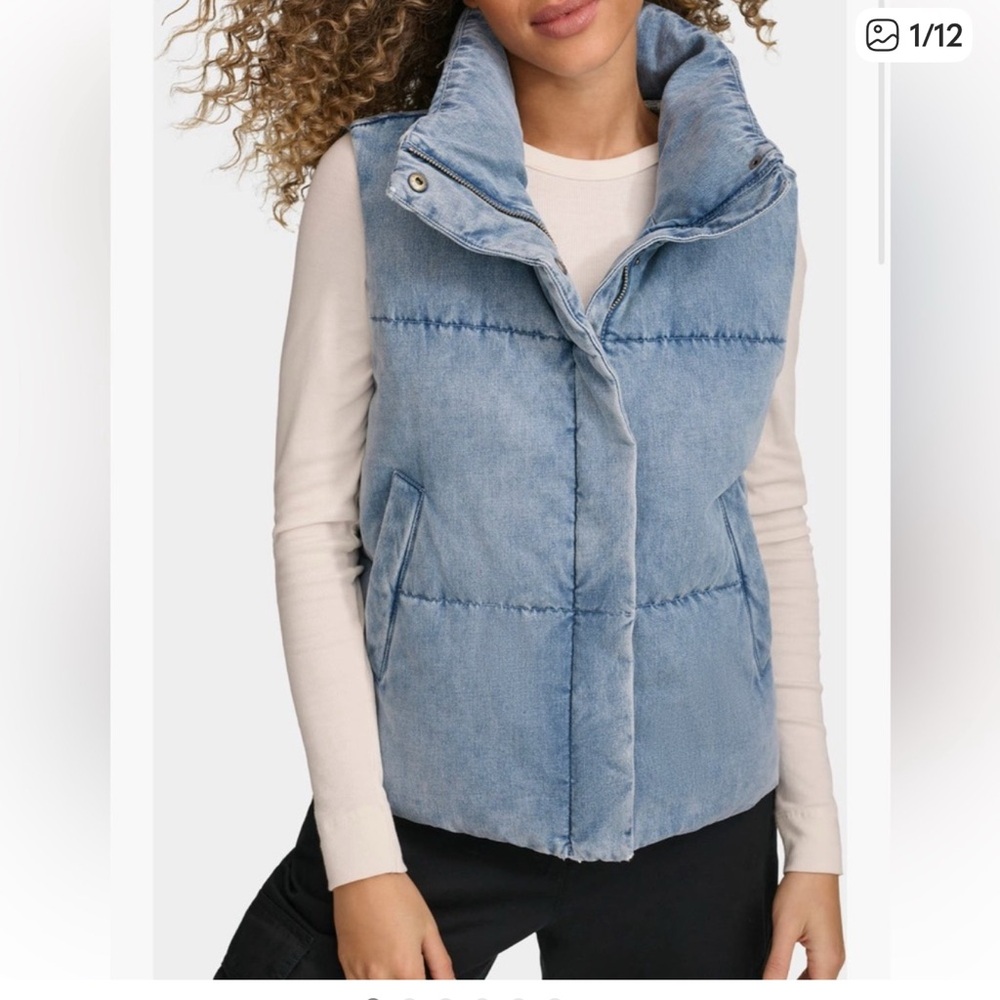 NWT LEVIS Denim Quilted Vest, Womens Large